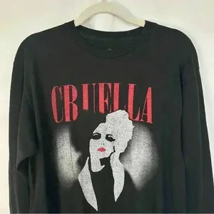 Disney‎ Cruella Long Sleeve Crewneck Shirt Womens Size Medium Black thumbnail 3