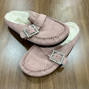 Free People After Riding Shearling Mules Pink Rhinestone Buckle Clogs 7.5 thumbnail 2