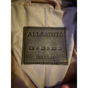 AllSaints Balfern Leather Biker‎ Jacket Women's Size 0 Taupe Moto Fall Edgy thumbnail 5