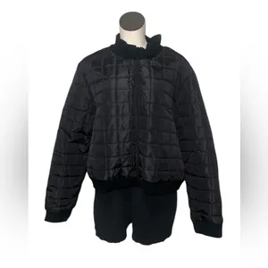 NWT Nicole Miller Black Quilted Bomber Jacket SZ-3X thumbnail 2