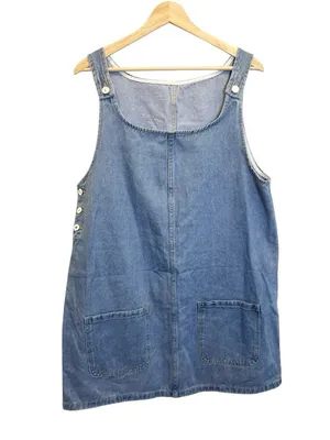 Bhineem Sleeveless Denim Jean Dress L Western Relaxed Fit Pockets Casual NWOT thumbnail 4