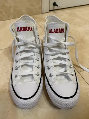 University of Alabama Crimson Tide White High-Top Converse Sneakers 7.5 - Flaw thumbnail 3