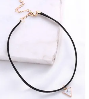 Marble Triangle Pendant Black Velvet Choker thumbnail 1