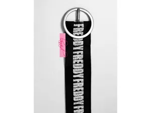 NEW Freddy Canvas Belt Black Silver Metallic Sparkly Glitter Slide Circle Buckle thumbnail 8