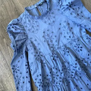 Zara Women Embroidered Eyelet Dress- Periwinkle thumbnail 6