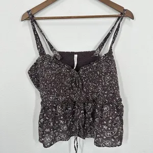 American Eagle‎ Outfitters Smocked Paisley Print Crop Tank Top Women XL Festival thumbnail 2