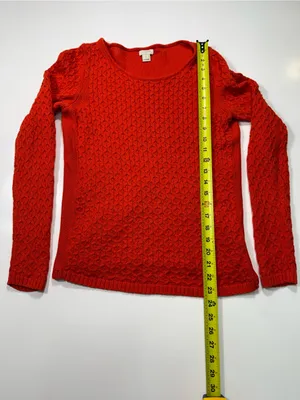 J. Crew 100% Cotton Orange Cable Knit Crewneck Sweater thumbnail 3