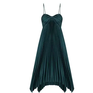 Petal & Pup Vikki Pleated Teal Satin Maxi Dress thumbnail 5