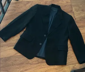 Theory Black Navy Satin Lined Fitted Blazer Size 0 thumbnail 1