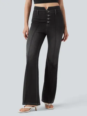 Halara Flex™ Mid Rise Tummy Control Casual Flare Jeans with Pockets thumbnail 4