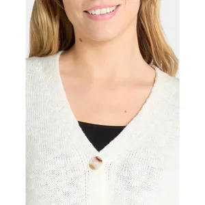 Time and Tru Womens Cardigan Size S (4-6) White Cotton Boyfriend Cozy Button thumbnail 5