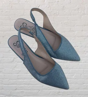 NWOT Stylish Blue Slingback Flats Size 8.5 thumbnail 1