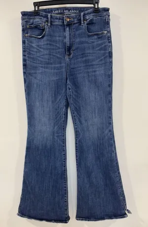American Eagle Hi Rise Stretch Bootcut Flare Jeans Women's 14x29 Blue Dark Boho thumbnail 1