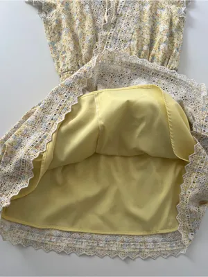 American Eagle Yellow Floral Eyelet Lace Mini Dress XS thumbnail 10
