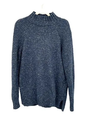 PrAna Ibid Navy Blue Knit Mock Neck Tunic Sweater Size Small Cabincore Gorpcore thumbnail 1