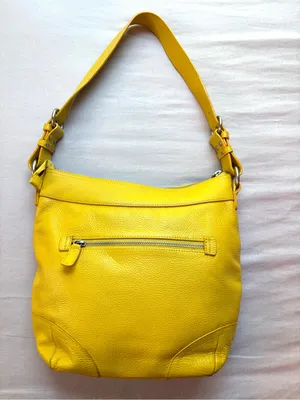 Danier Yellow Genuine Pebbled Leather Hobo Shoulder Bag Silver Hardware thumbnail 12