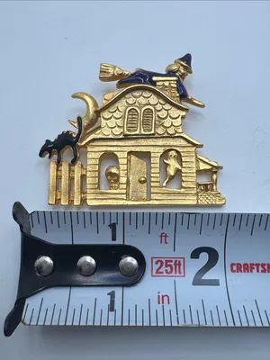 Vintage AAI Halloween House Brooch Pin Gold Tone thumbnail 5