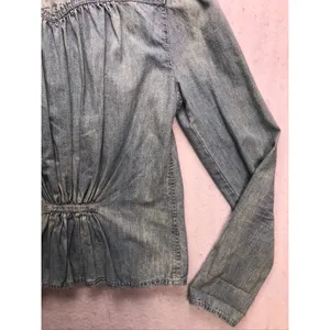 Lauren Ralph Lauren Denim Shirt Womens Small‎ Blue Pleated Puff Sleeve Western thumbnail 6
