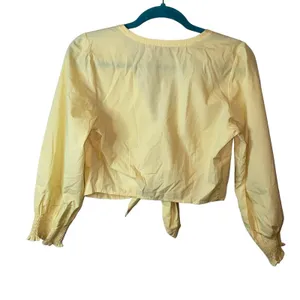 Abercrombie Yellow‎ Crop Top Tie Front Cottagecore Romantic Small thumbnail 2