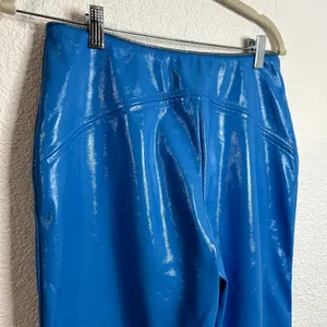 I. Am. Gia Isla Blue Zipper Pants Womens Size XS Rave Shiny Faux Leather thumbnail 9