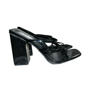 Pretty little things black patten leather strappy heels! 4.5”chunky heels thumbnail 6