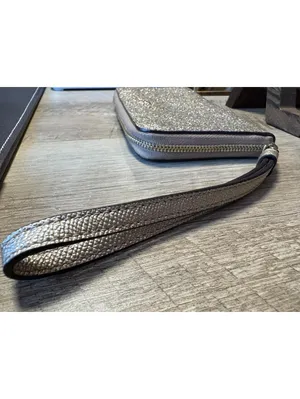 Coach Glitter Zip Wristlet Wallet Clutch with Leather Strap thumbnail 4