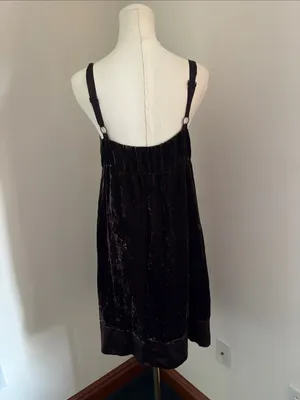 GAP Velvet Midi Slip Dress in Dark Brown thumbnail 4