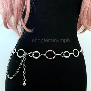 Silver Y2K Textured Open Oval Link Chain Belt, Fits 26 to 41 Inches, X7GA1330 thumbnail 4