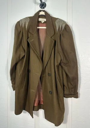 David Benjamin Vintage Olive Green Coat Size 14 EUC thumbnail 1