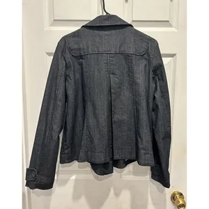 Ann‎ Taylor LOFT Womens Med Dark Wash Denim Double Breasted Pea Coat Jacket Y2k thumbnail 5