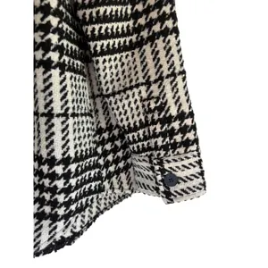 Express Womens Black White Houndstooth‎ Plaid Shacket Shirt Jacket Size M thumbnail 6