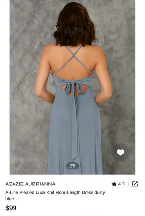 Azazie Dusty Blue Dress Formal thumbnail 3