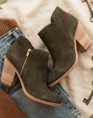 $298 Joie Kayden style Olive microsuede booties 9.5 thumbnail 1