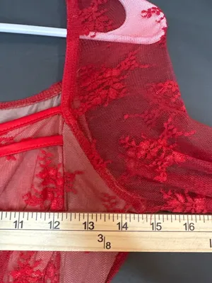 Women L Red Lace Corset Dress Bell Sleeve Y2K Romantic Goth Coquette Festival thumbnail 8