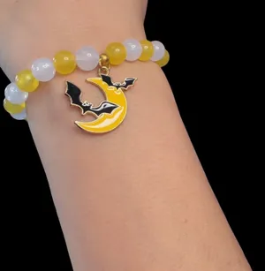 Halloween Moon Bat Charm Bracelet Yellow thumbnail 2
