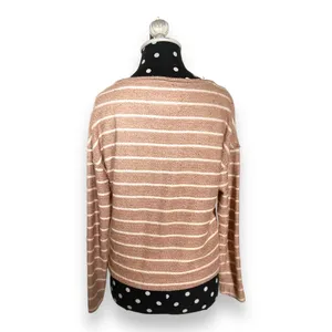 Anthropologie Womens Sweatshirt‎ Size XS Devin Textured Striped Tan Cream thumbnail 7