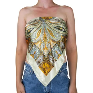 Cream Paisley Floral Scarf Wraps Gold thumbnail 2