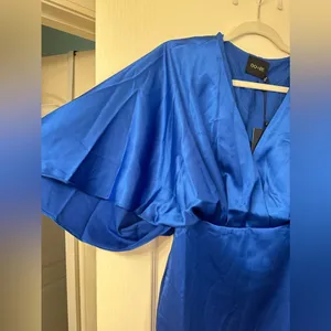 Do+Be Royal Blue Satin Kimono Sleeve Mini Dress NWT Size S thumbnail 4