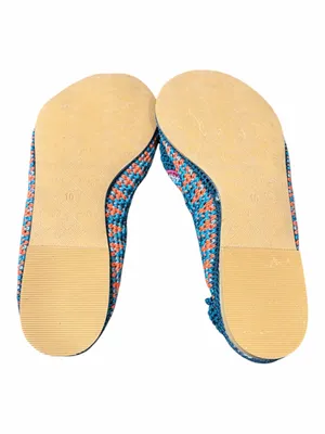 🆕Poppy x Free People Teal Crochet Ballet Flats with Orange and Pink Accents thumbnail 4