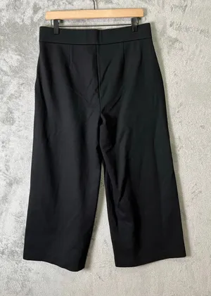 J.Crew Ponte Wide Leg Pants Black Patch‎ Pocket Minimalist Quiet Office MD New thumbnail 1