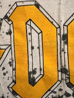 AC/DC White Tee with Yellow Logo and Black Splatter Sz S thumbnail 6