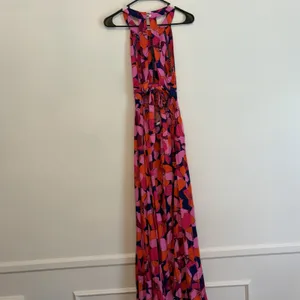 Anthropologie‎ Abel The Label Charlotte halter maxi dress orange Blue Pink M thumbnail 8