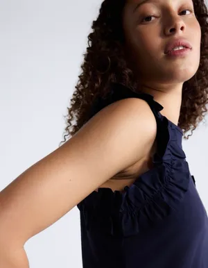 Ruffle trim preppy mixy tank top thumbnail 3