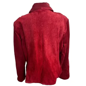 Chadwick's Jacket Red Leather Suede Full Zip Collared Moto Classic Minimalist XL thumbnail 3