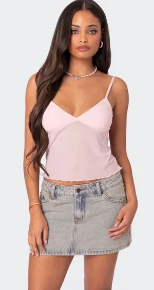 Edikted Serafina Sheer Mesh Tank Top thumbnail 1