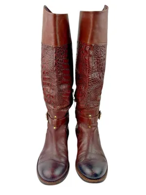 -Vince Camuto Kamino Flavian Tall Boots Womens 9B Brown Riding Quiet Luxury Croc thumbnail 2