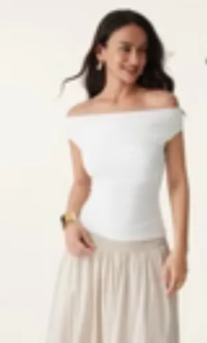Ruched off shoulder top White thumbnail 1