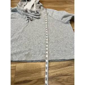 Aerie Gray Lace Up Hoodie Sweatshirt relax fit Size XL thumbnail 5