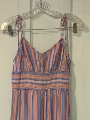 PAIGE Pink and Blue Striped Tie-Shoulder Maxi Dress thumbnail 2