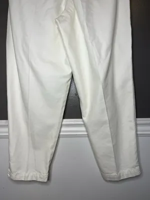 Free People Pants Womens L White Paperbag Tapered Twill Elastic Waist Pockets thumbnail 6